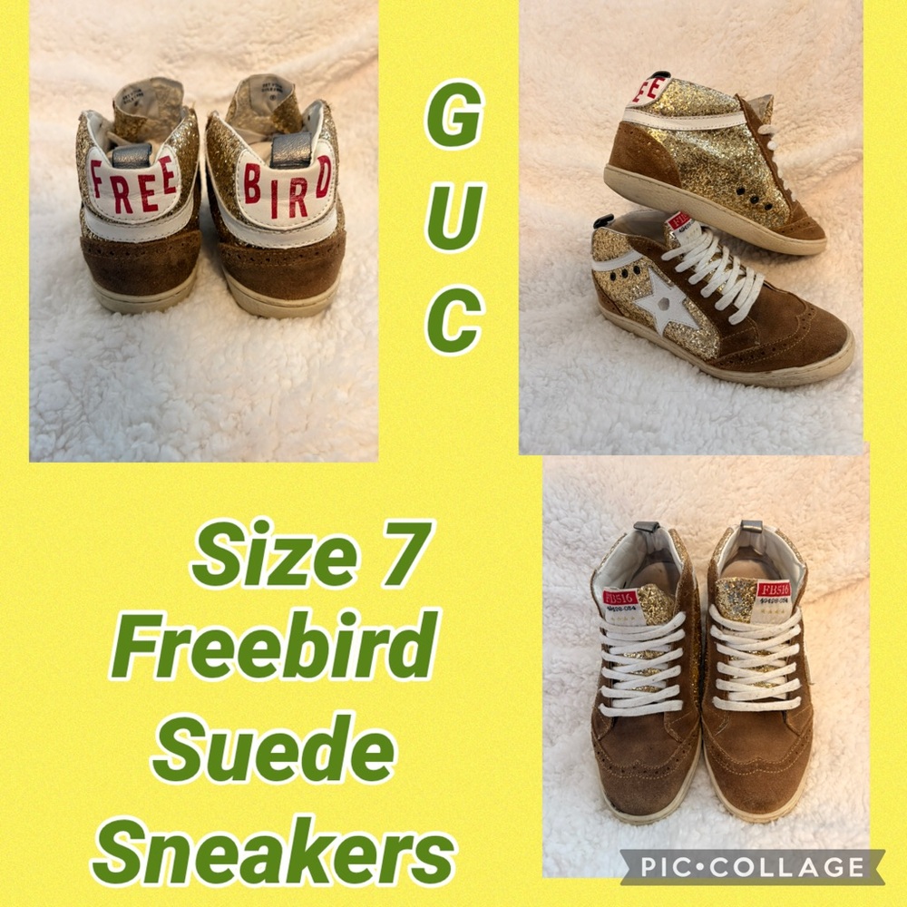 Freebird womens Sneakers - Glittery Gold and Brown